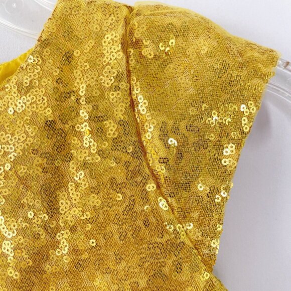 Disney Tutu Couture Girls Dress Yellow Belle Beauty & The Beast Sequins Tulle 6X - Picture 6 of 10